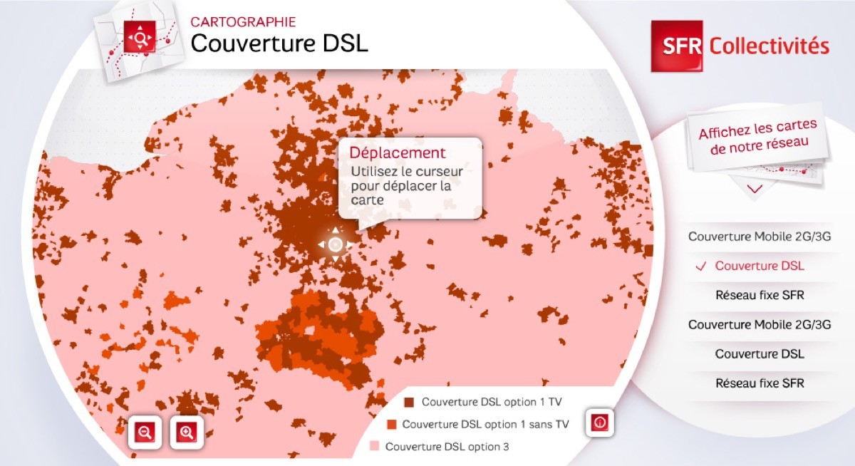 ⭐⭐⭐ Manu Lechat- Webdesigner, intégrateur, développeur Web freelance développement d'une cartographie interactive pour SFR présentée sous forme d'interface tactile