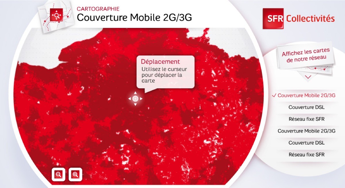 ⭐⭐⭐ Manu Lechat- Webdesigner, intégrateur, développeur Web freelance développement d'une cartographie interactive pour SFR présentée sous forme d'interface tactile