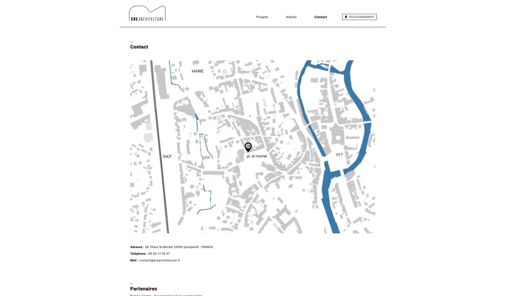 ⭐⭐⭐ Manu Lechat- Webdesigner, intégrateur, développeur Web freelance Réalisation du site de l'agence d'architecture ERE Architecte. Projet assez minimaliste dans la présentation pour une mise en avant claire et concise des projets réalisés pas l'agence d'architecture.