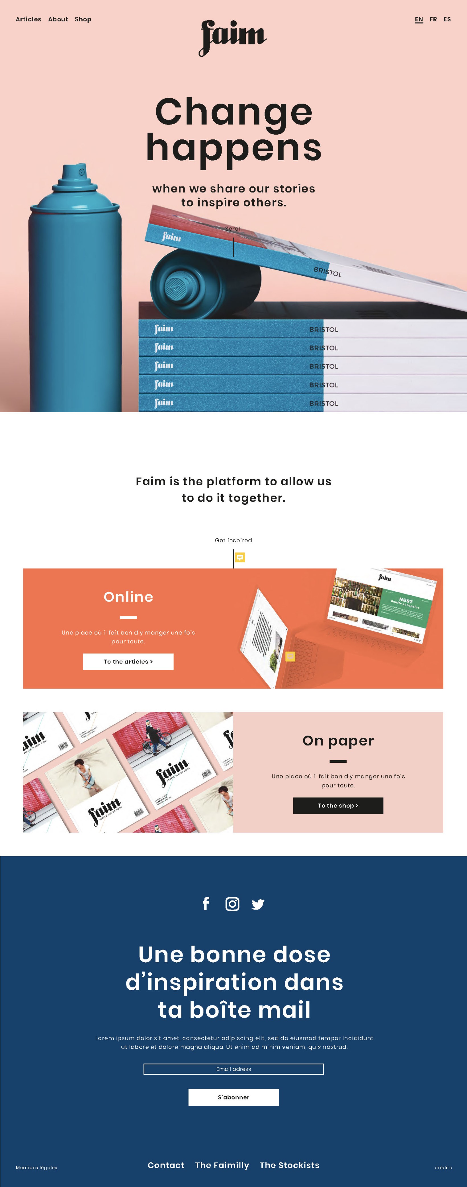 ⭐⭐⭐ Manu Lechat- Webdesigner, intégrateur, développeur Web freelance Développement front-end du site 'Faim-magazine'. Mise en page responsive du site.