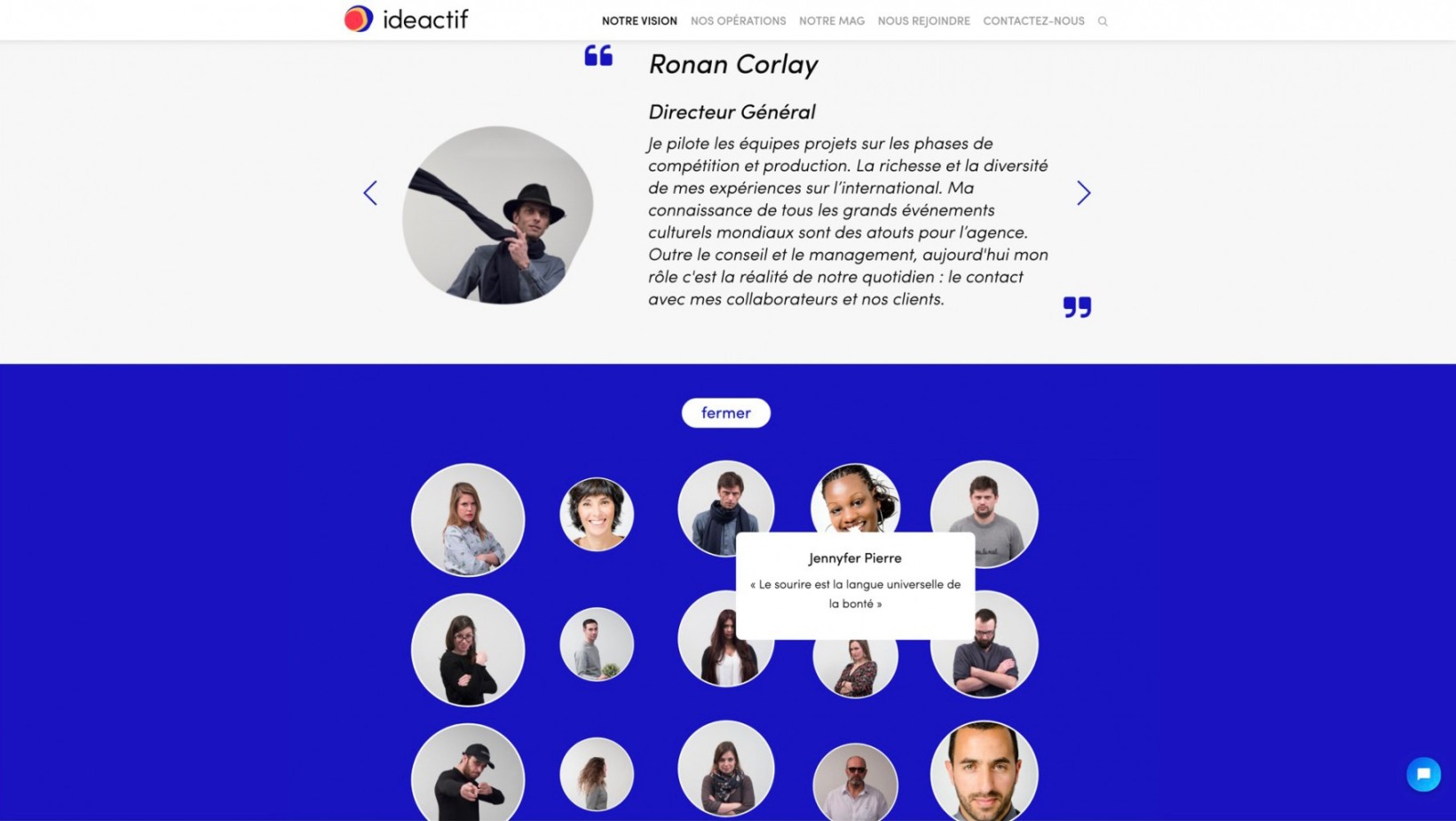 ⭐⭐⭐ Manu Lechat- Webdesigner, intégrateur, développeur Web freelance Développement front-end du site de l'agence Ideactif. Mise en page pixel-perfect et responsive. animation Svg des éléments de la charte graphique de l'agence.